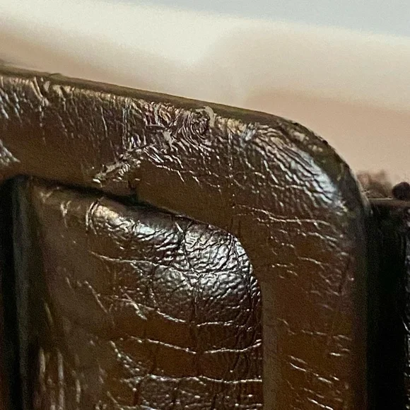 LE CHATEAU Vintage Midi Skirt Brown Leather Belt Design Lined Preppy Corpcore - Picture 8 of 13